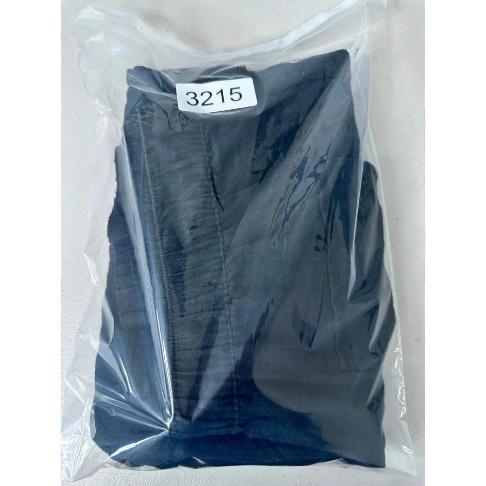 Nicole Miller Linen Cargo Joggers Pants Size XL Black Elastic Waist Pull on